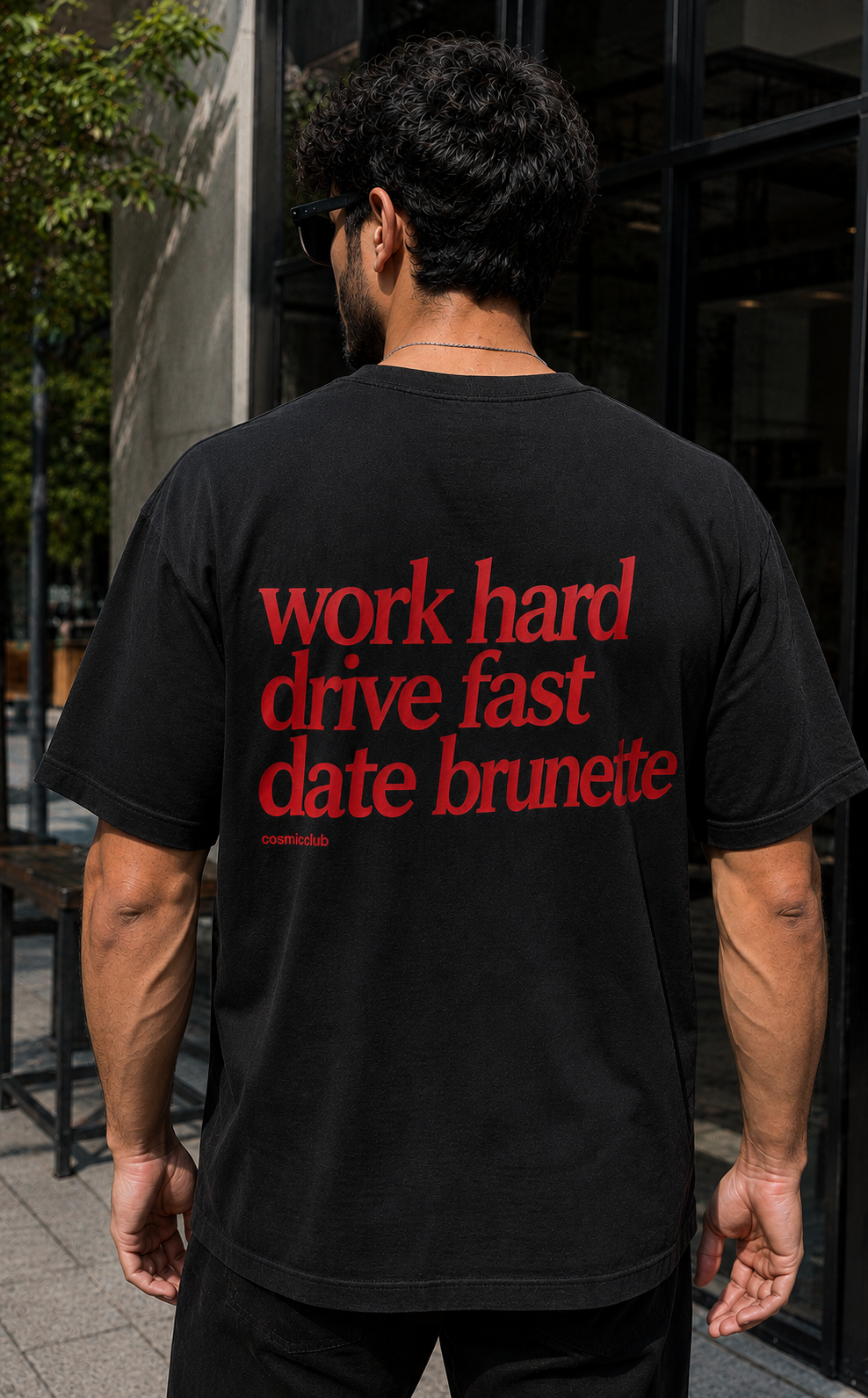 Work Hard Drive Fast Date Brunette - Premium Oversized T-shirt